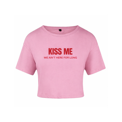 Kiss Me, Pink Cotton Crop Top