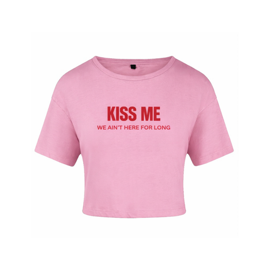 Kiss Me, Pink Cotton Crop Top