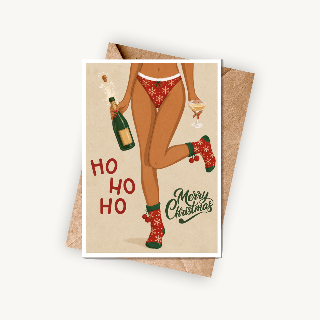 Funny Christmas Card, Ho Ho Ho, A5 Christmas Greeting Card
