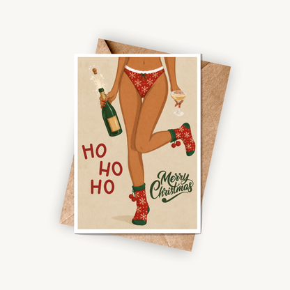 Funny Christmas Card, Ho Ho Ho, A5 Christmas Greeting Card