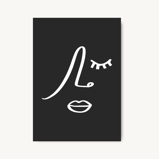 Abstract Face Line Art Print