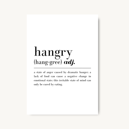 Hangry Definition Quote Print