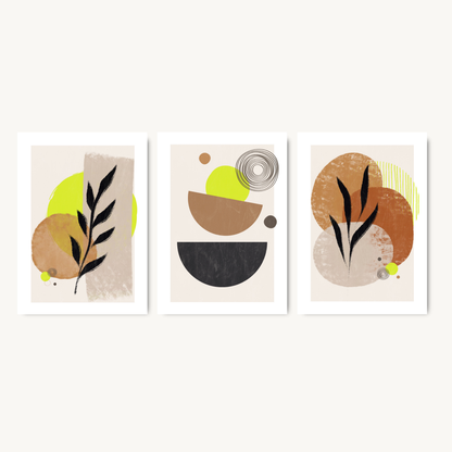 Set of 3 Abstract Geometric Wall Art Prints