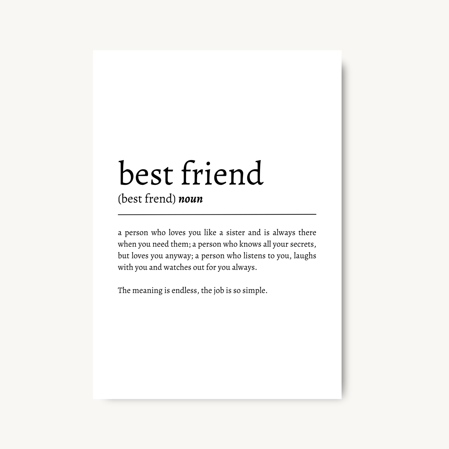 Best Friend Definition Print