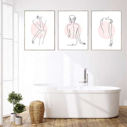 Set of 3 Blush Feminine Line Art Prints