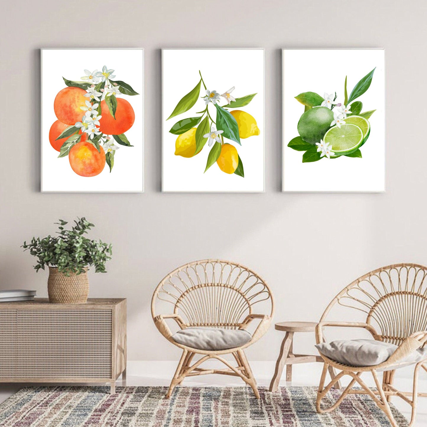 Set of 3 Citrus Fruits Prints