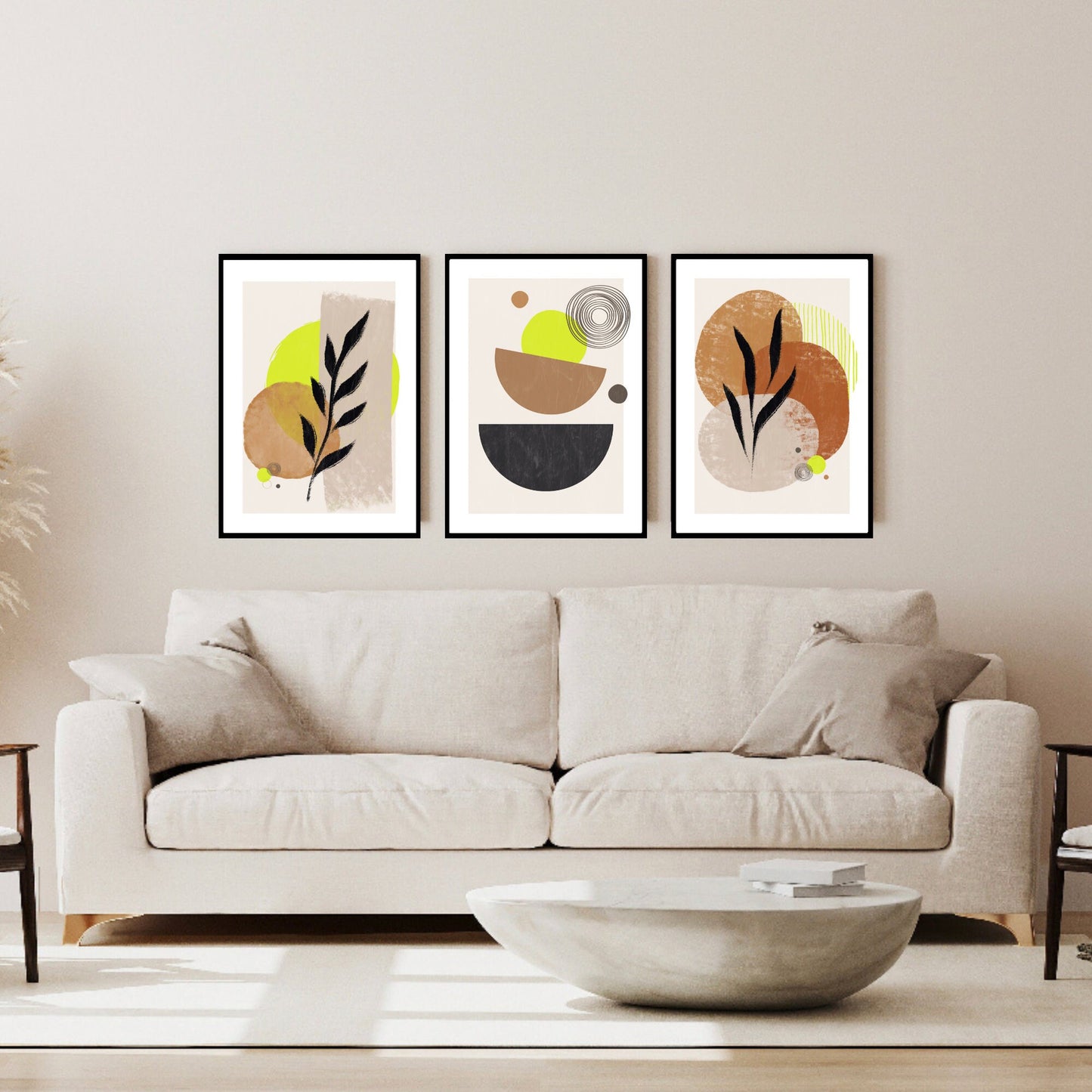 Set of 3 Abstract Geometric Wall Art Prints