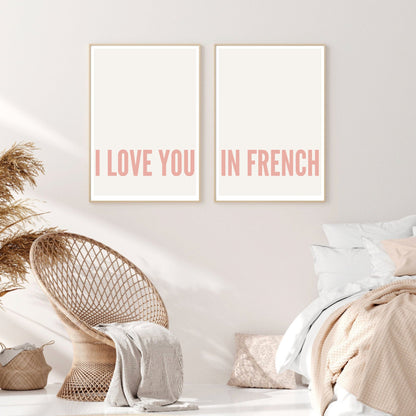 Set of 2 I Love You in French Prints