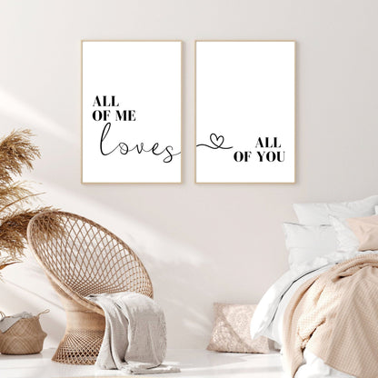 All of me Loves all of you Set of 2 Prints