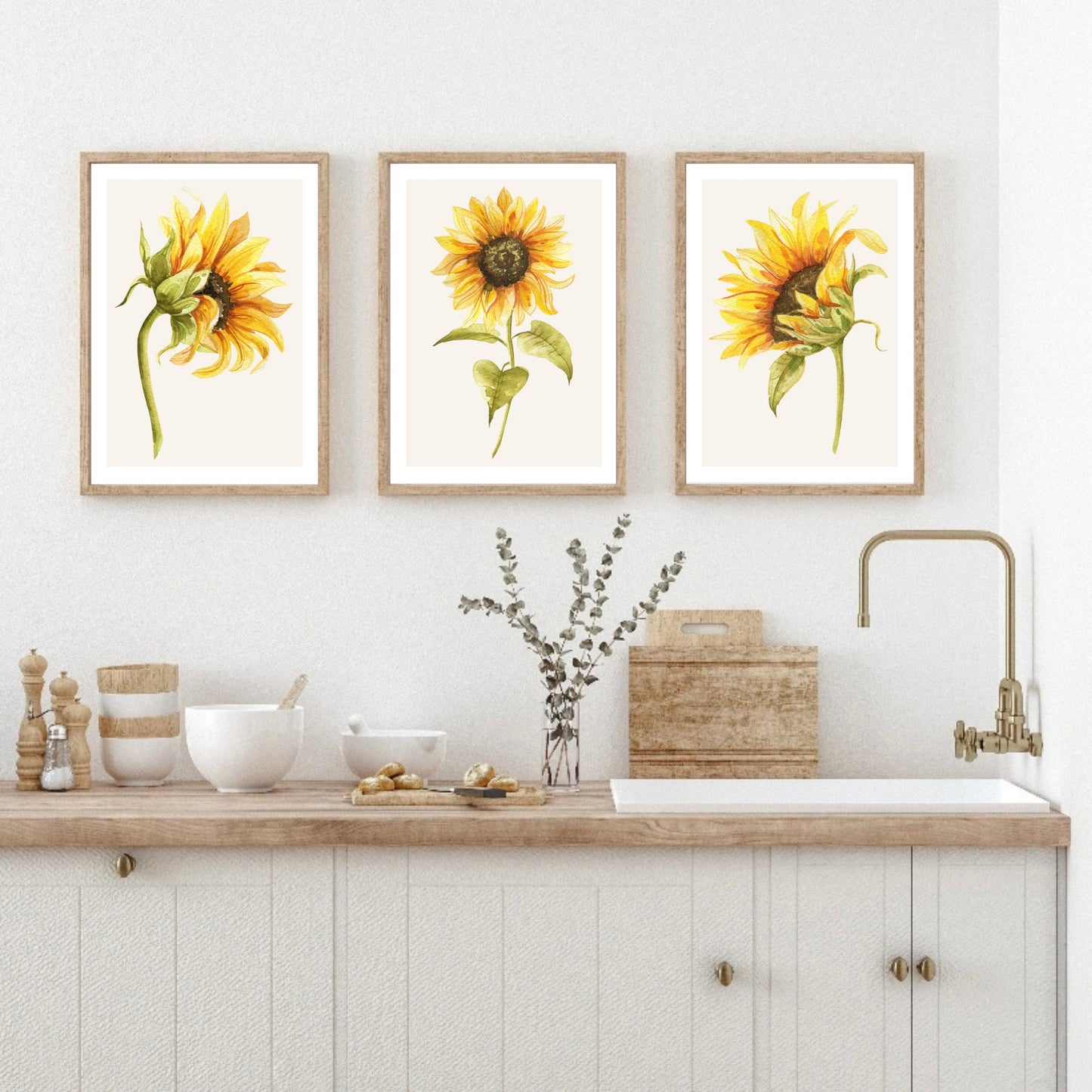 Set of 3 Sunflower Botanical Prints