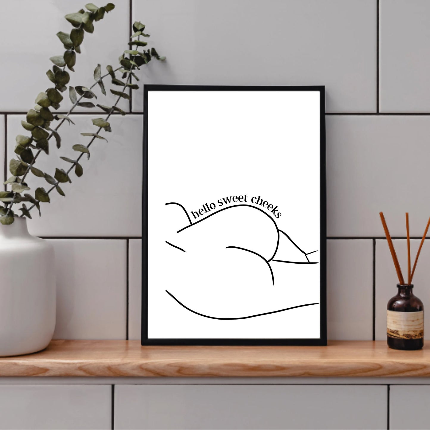 Hello Sweet Cheeks Line Art Print