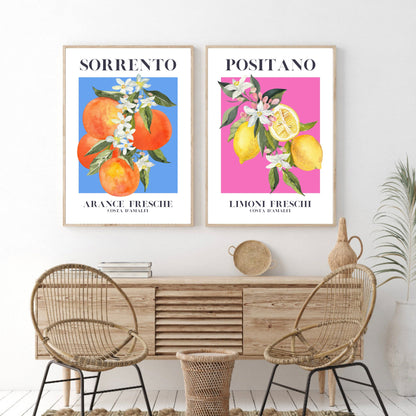 Set Of 2 Italian Citrus Fruit Prints