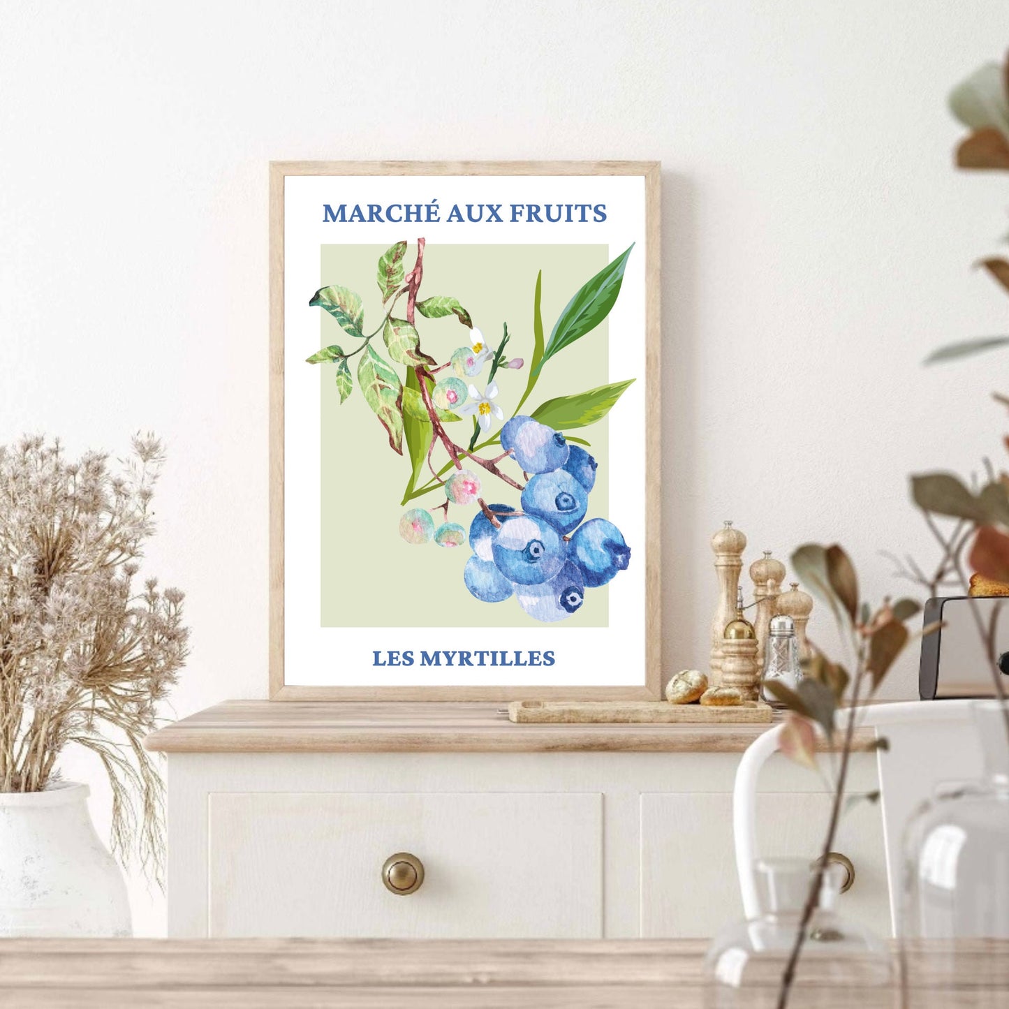 French Fruit Market Blueberry Print